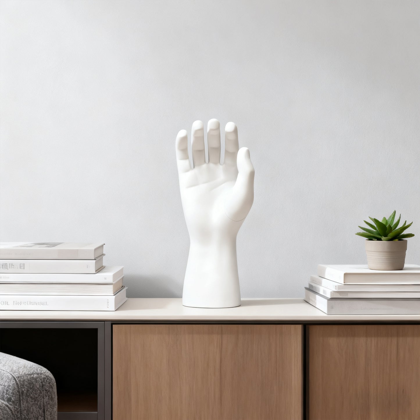 DE-LIANG Matte White Male Fiberglass Hand Display Stand: Jewelry /Watch Display; Sports Gloves and Wristbands Display.