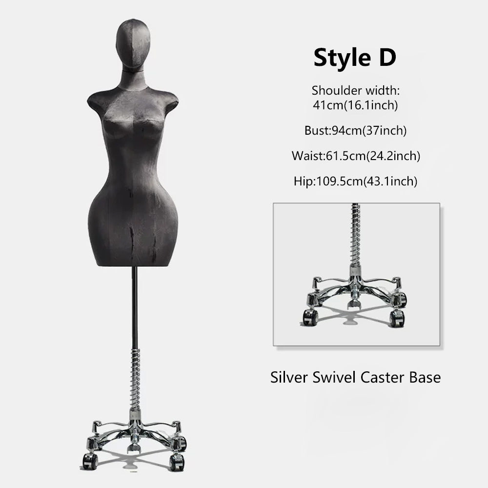DE-LIANG Curvy Velvet-Wrapped Female Mannequin Half Body for Boutique & Store Display