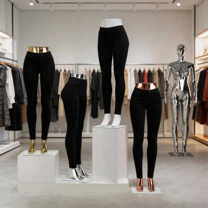 DE-LIANG Female Lower Body Mannequin Legs | Chrome Electroplated Pants Display Form