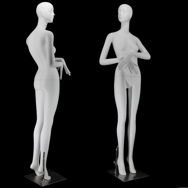 Female Full Body Display Mannequin, Luxury Brand Window Display Props Unique Design, Fashion Slim Body White Fiberglass Woman Dressform De-Liang Dress Forms