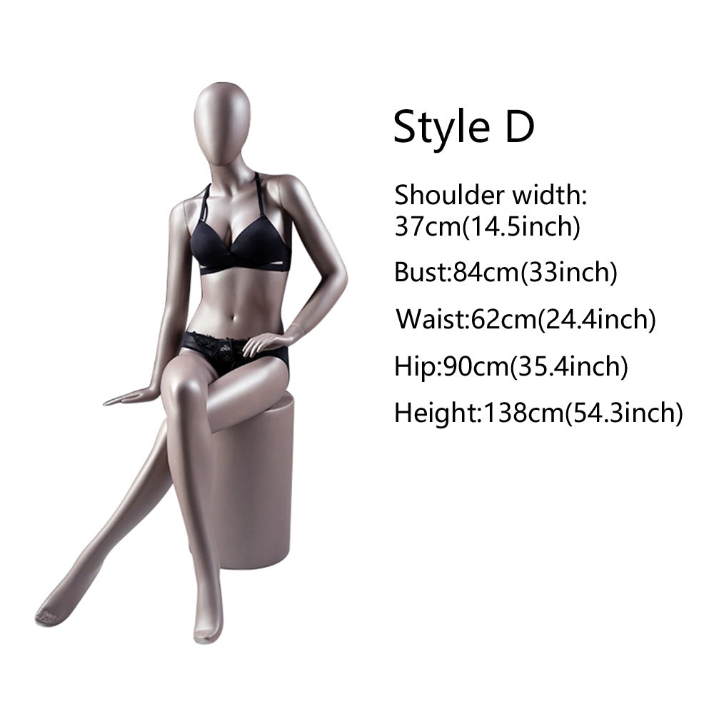 DE-LIANG Matte White / Rose Gold Female Full Body Mannequin - Lingerie Display Prop Standing Sitting Pose
