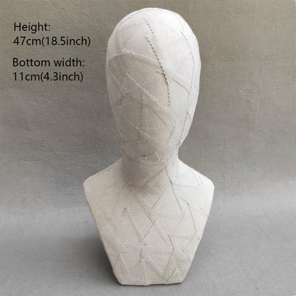 DE-LIANG Handcrafted Kraft Paper & Linen Mannequin Head, Pin-Insert Wig & Hat Display
