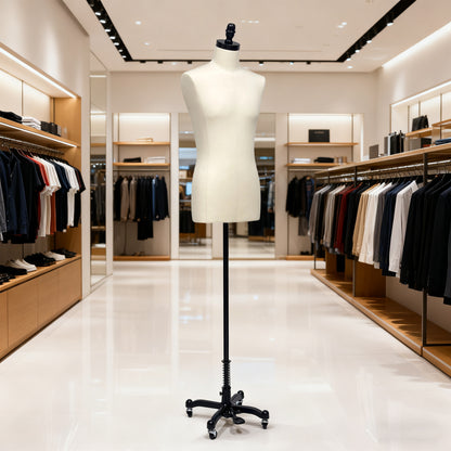 DE-LIANG Male Half Body Dress Form, Men Fabric Mannequin for Suit and Cloth Display