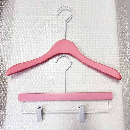 Matt Pink Wooden Hanger, Luxu Wedding Dress Bridal Shirt Coat Dress and Pant Trouser Bottom Clip Hanger With Long White Hook,50pcs per pack - De-Liang Dress Forms