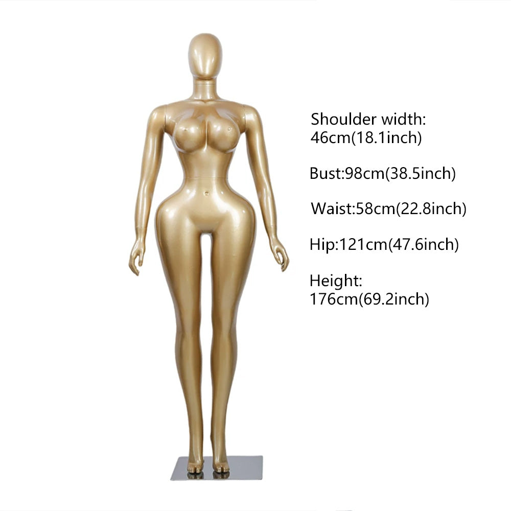 Professional Chrome Plated Female Mannequin - Full Body Dress Form Display Stand for Retail & Boutique