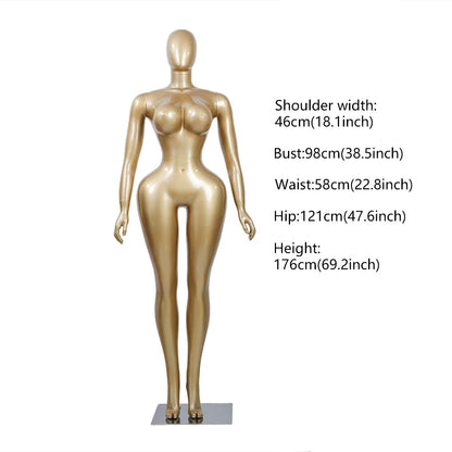 Professional Chrome Plated Female Mannequin - Full Body Dress Form Display Stand for Retail & Boutique