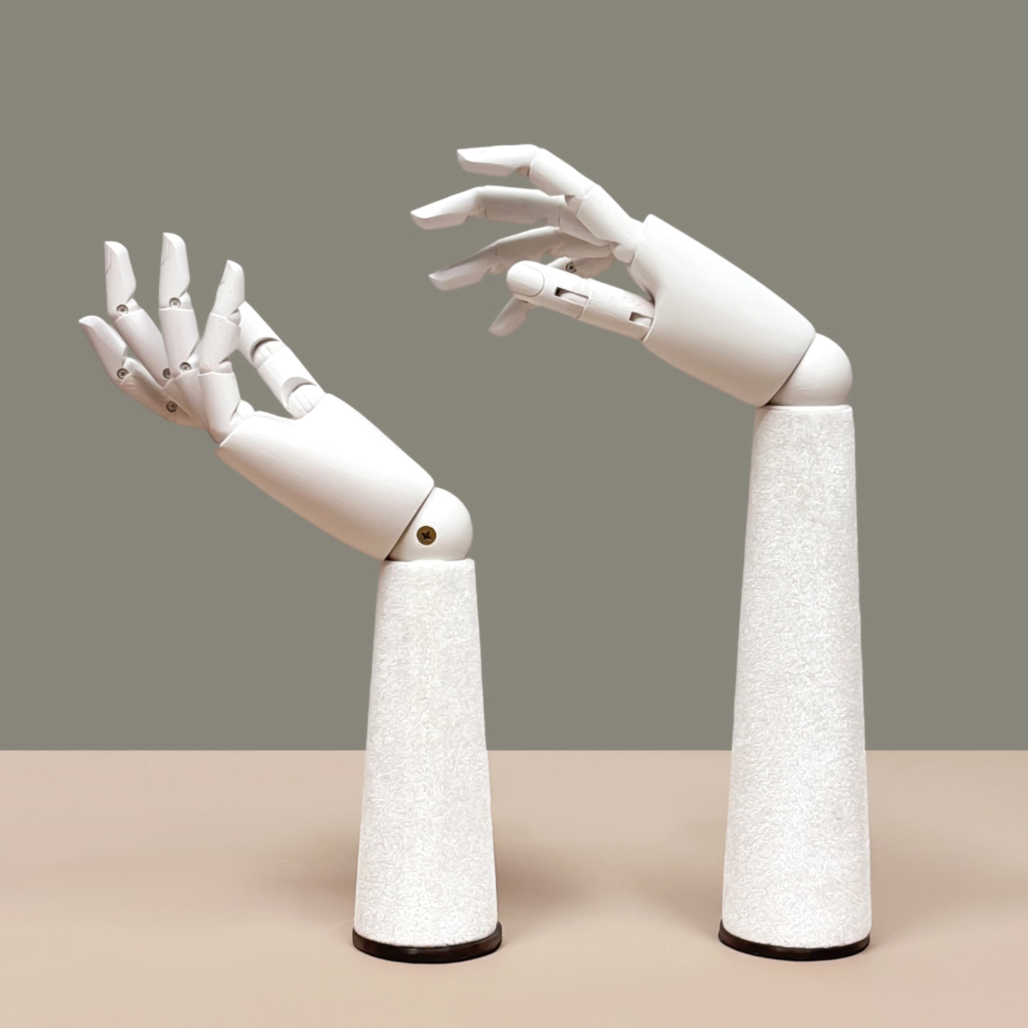 DE-LIANG White Velvet Wooden Hand, Luxury White Painted Mannequin Hands for Women's Apparel Jewelry Watch Ring Display-Right Hand Size37&43.5cm*1pcs