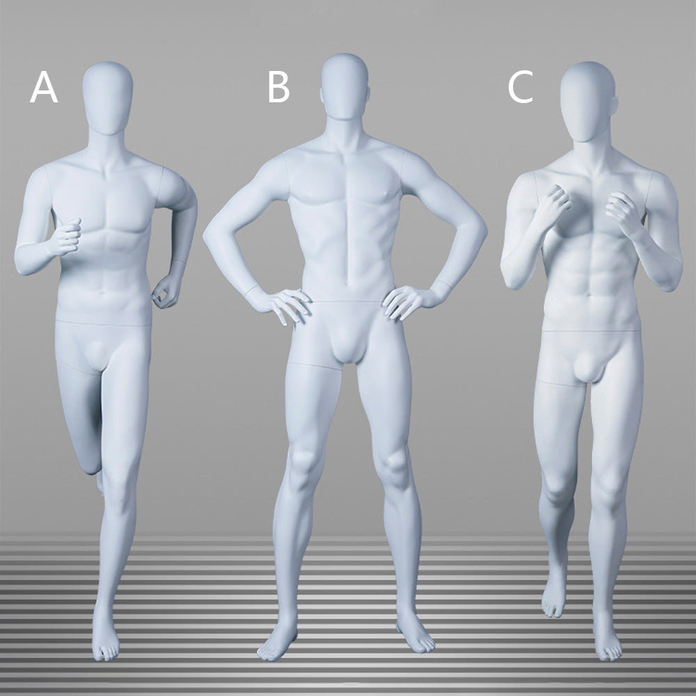 DE-LIANG Male Full Body Mannequin | White Sports Mannequin for Gym & Athletic Apparel | Running & Sportswear Display