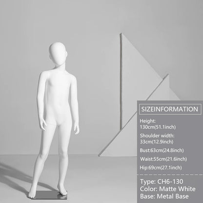 DE-LIANG Child Mannequin White Full Body Kids Store Display Size 4T-14 Ages 4-14