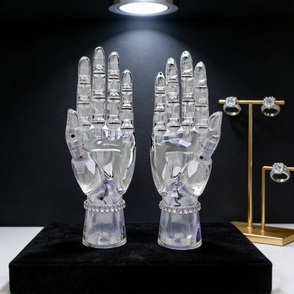 DE-LIANG Clear Hand Mannequin - Jewelry Ring Bracelet Watch Display Holder Articulated