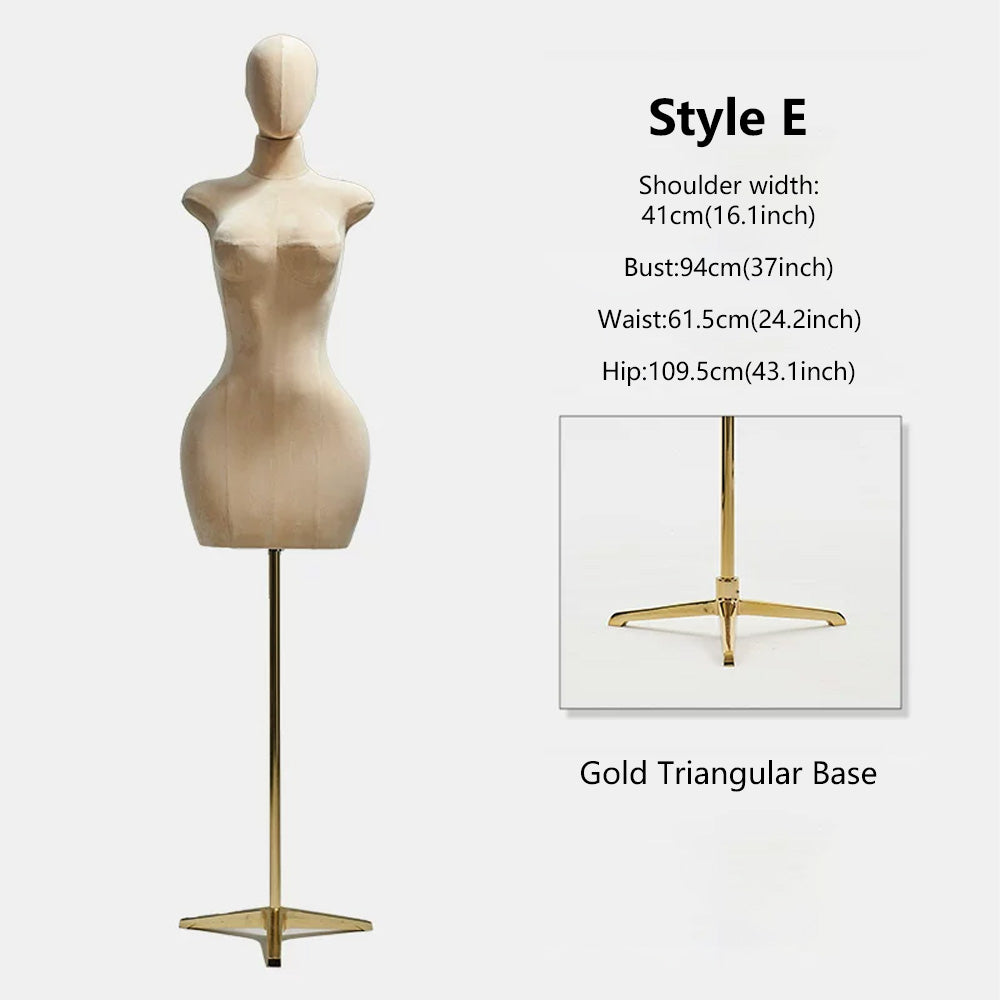 DE-LIANG Curvy Velvet-Wrapped Female Mannequin Half Body for Boutique & Store Display