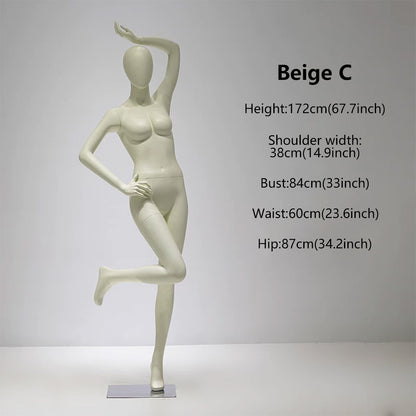 DE-LIANG Full Body Female Mannequin | Fiberglass Dress Form for Boutique Clothing Display