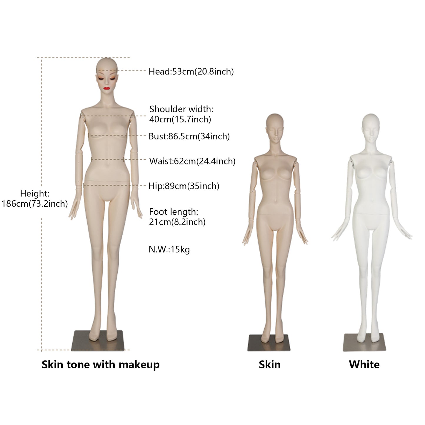 DE-LIANG Makeup Female Full Body Mannequin | Fiberglass Form for Bridal & Fashion Retail