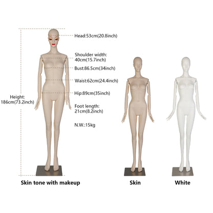 DE-LIANG Makeup Female Full Body Mannequin | Fiberglass Form for Bridal & Fashion Retail