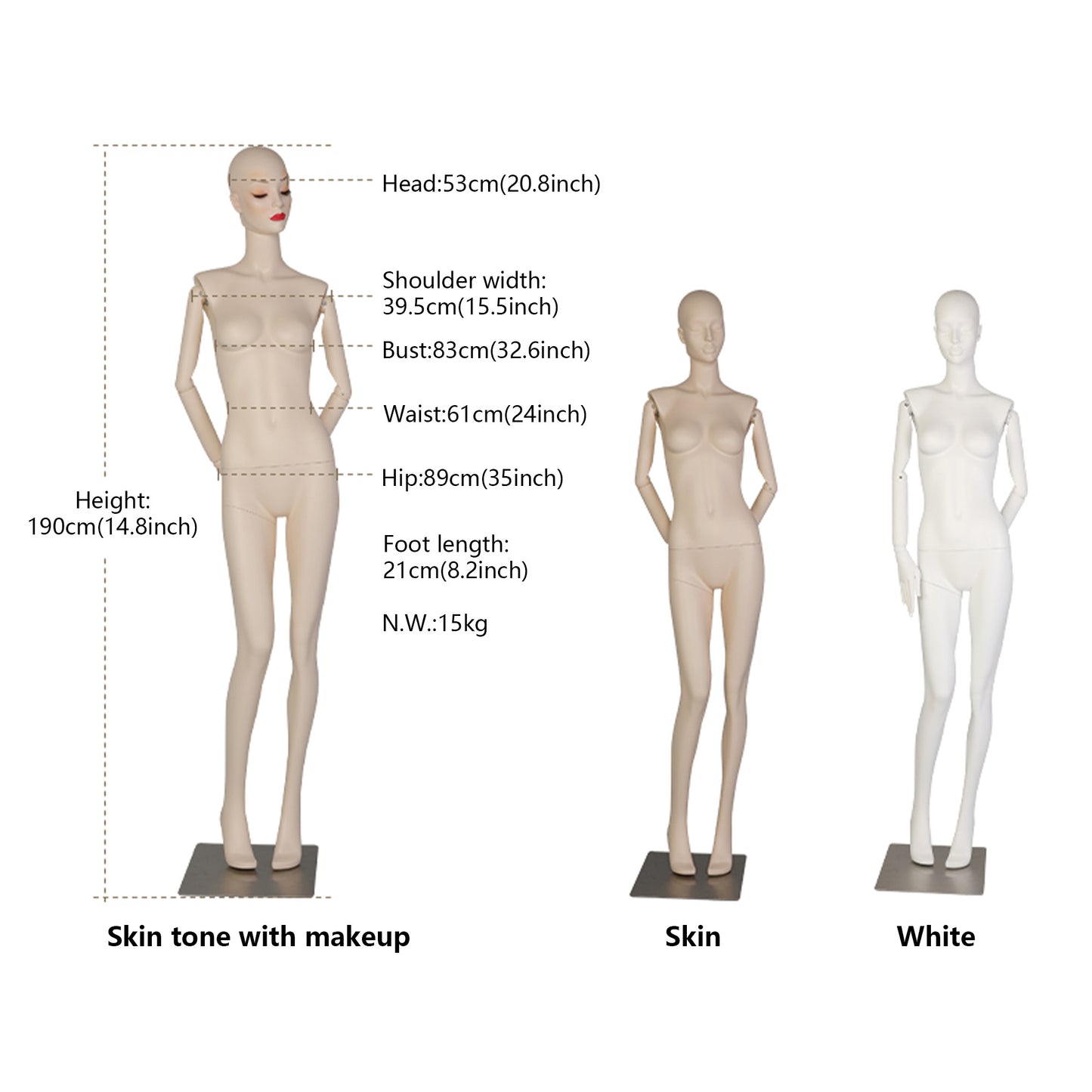 DE-LIANG Makeup Female Full Body Mannequin | Fiberglass Form for Bridal & Fashion Retail