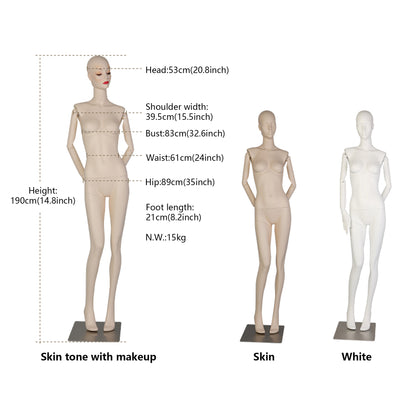 DE-LIANG Makeup Female Full Body Mannequin | Fiberglass Form for Bridal & Fashion Retail