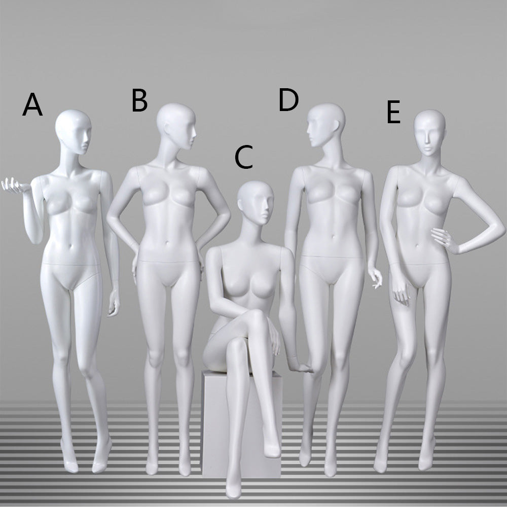 DE-LIANG Female Mannequin Full Body Display,Professional Dress Form for Clothing Store Window Display ,Matte White Finish Retail Mannequins