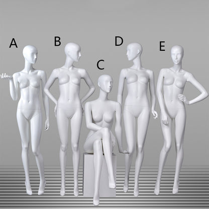 DE-LIANG Female Mannequin Full Body Display,Professional Dress Form for Clothing Store Window Display ,Matte White Finish Retail Mannequins