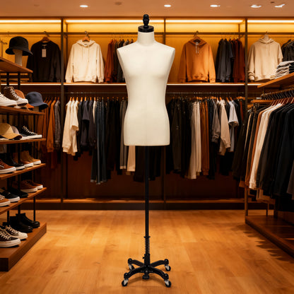 DE-LIANG Male Half Body Dress Form, Men Fabric Mannequin for Suit and Cloth Display