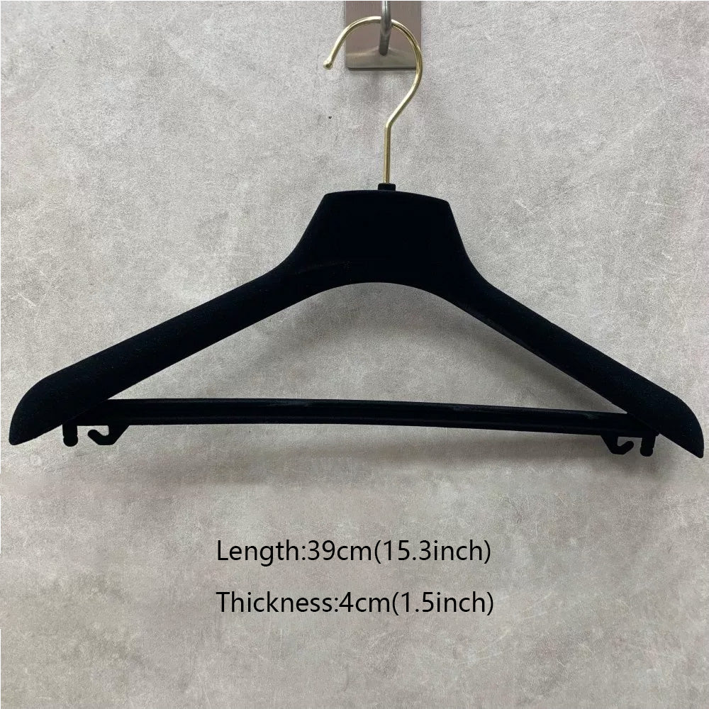 DE-LIANG Premium Black Velvet Non-Slip Clothes & Pants Hangers | Suits Dresses | Gold Hook