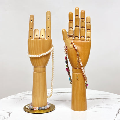 DE-LIANG Mannequin Hand,Wood Art Mannequin Hand Model Statue,Sketching, Painting,Articulated Wooden Female Hand, Natural Wood Color About 31cm*1pcs