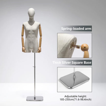 DE-LIANG Male Mannequin Slub Linen Muscle Torso | Menswear Window Display Stand