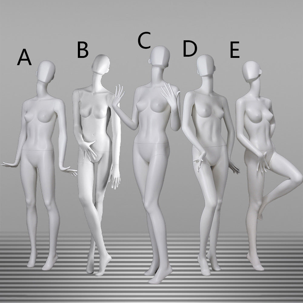 DE-LIANG Full Body Female Mannequin with Abstract Head,Realistic Fiberglass Display Model for Boutique & Clothing Store Window Display