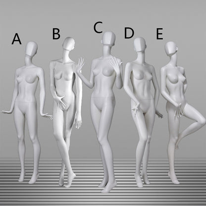 DE-LIANG Full Body Female Mannequin with Abstract Head,Realistic Fiberglass Display Model for Boutique & Clothing Store Window Display