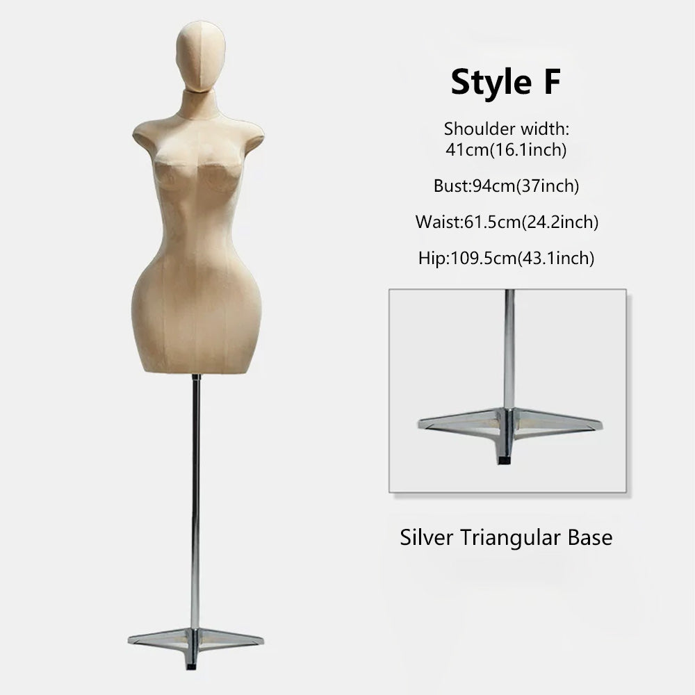 DE-LIANG Curvy Velvet-Wrapped Female Mannequin Half Body for Boutique & Store Display