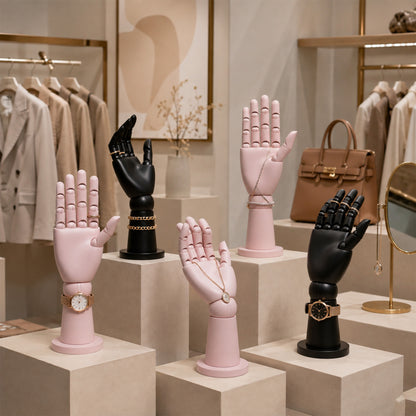 DE-LIANG Wall Mount Mannequin Hand, Mechanical Wood Jewelry Display Stand for Boutiques