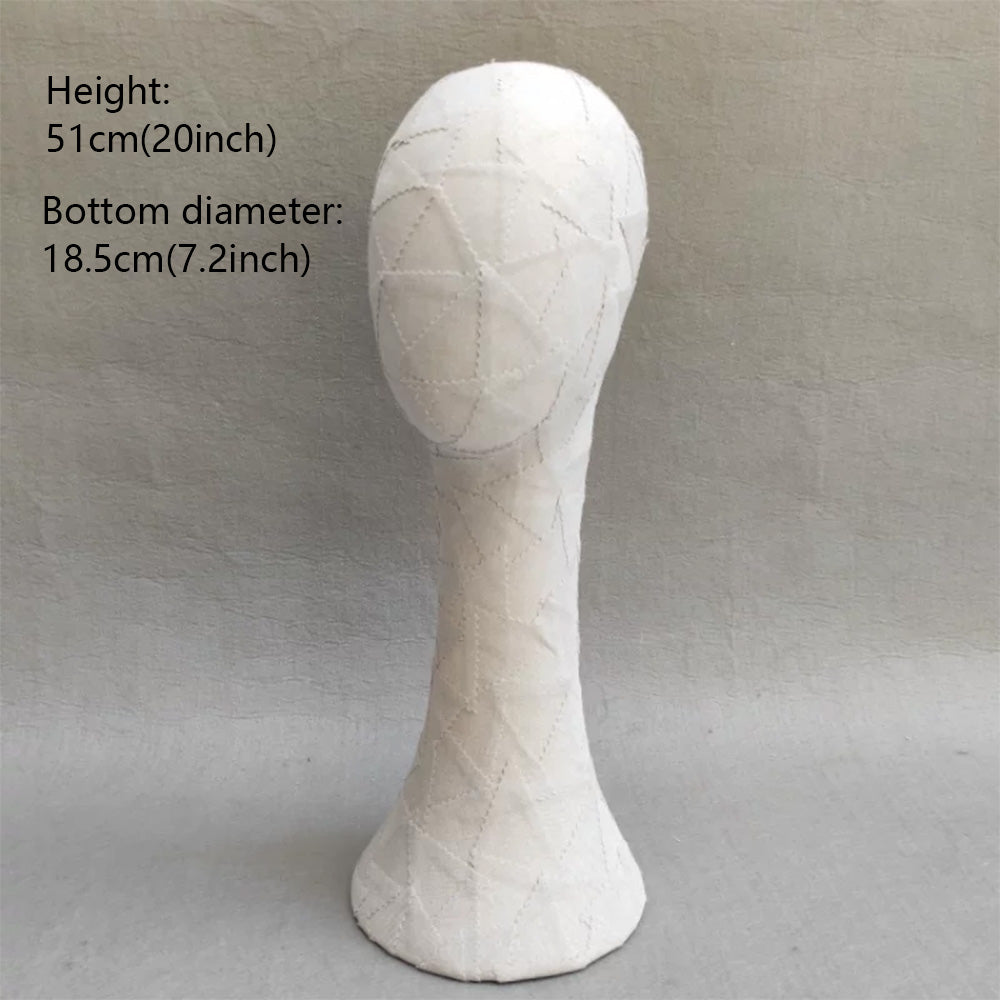 DE-LIANG Handcrafted Kraft Paper & Linen Mannequin Head, Pin-Insert Wig & Hat Display