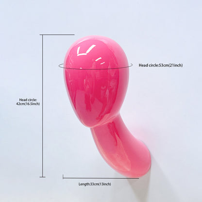 Wall-Mounted Mannequin Head: Pink & Gold Fiberglass Wig Display