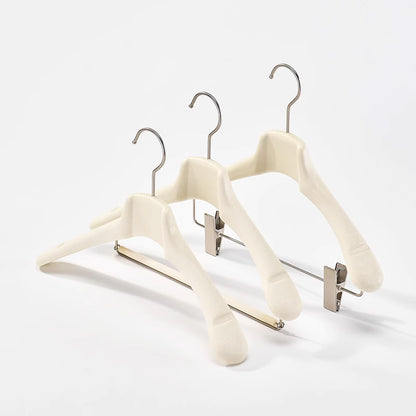 DE-LIANG Men Female Suit Plastic Hanger, Hanger like wood hanger, Coat Shirt Pants Clip Brown Black White Hanger, Clothing Rack for Display 30 pcs