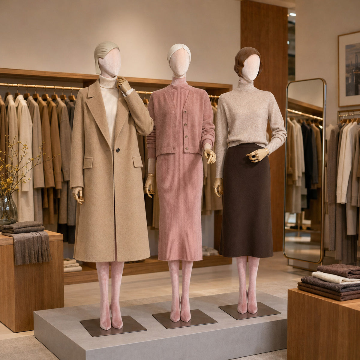 DE-LIANG Full Body Fabric Velvet Flocked Mannequin for Retail Boutique Window Displays