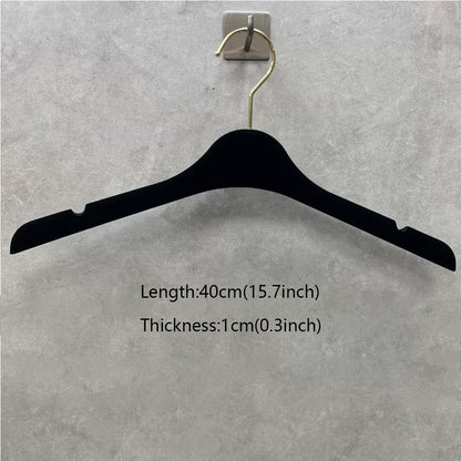 DE-LIANG Premium Black Velvet Non-Slip Clothes & Pants Hangers | Suits Dresses | Gold Hook