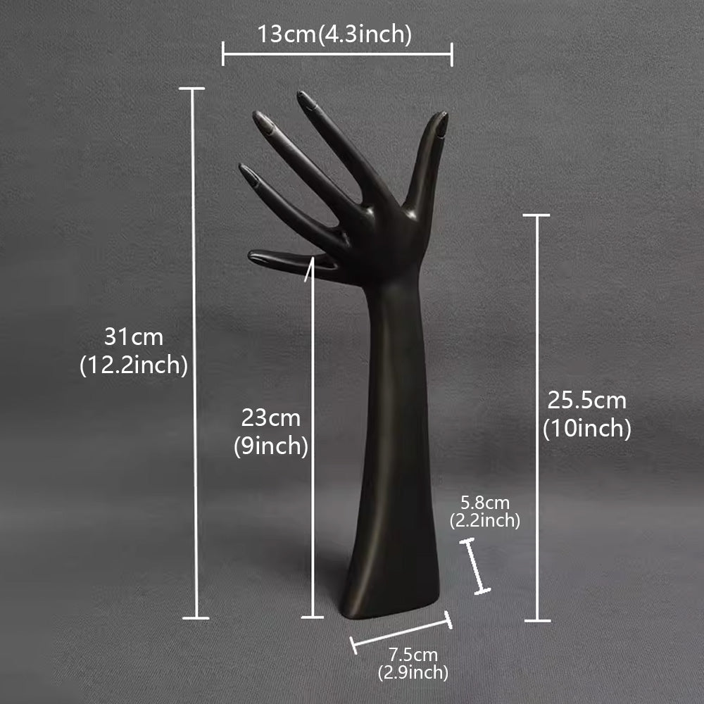 DE-LIANG Black Resin Female Hand Mannequin – Ring, Bracelet & Watch Display Stand
