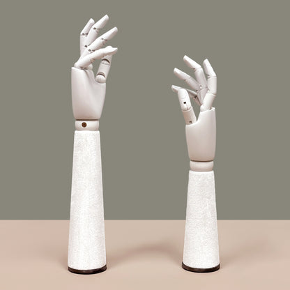 DE-LIANG White Velvet Wooden Hand, Luxury White Painted Mannequin Hands for Women's Apparel Jewelry Watch Ring Display-Right Hand Size37&43.5cm*1pcs