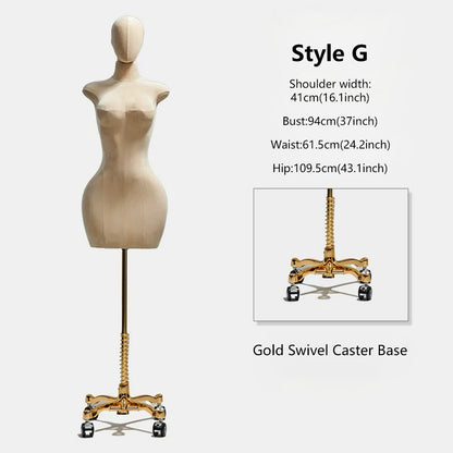 DE-LIANG Curvy Velvet-Wrapped Female Mannequin Half Body for Boutique & Store Display