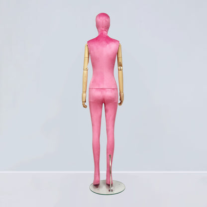 Luxury Matte Flannel Female Mannequin | Articulated Wooden Arms | DE-LIANG