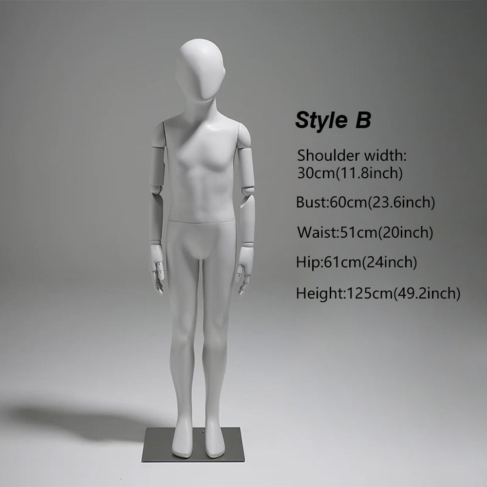 DE-LIANG Gray Youth Mannequin - Full Body Fiberglass Display Forms for Clothing Stores