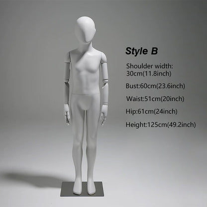 DE-LIANG Gray Youth Mannequin - Full Body Fiberglass Display Forms for Clothing Stores