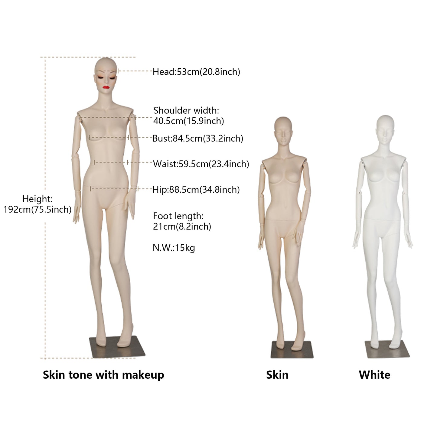 DE-LIANG Makeup Female Full Body Mannequin | Fiberglass Form for Bridal & Fashion Retail