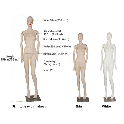 DE-LIANG Makeup Female Full Body Mannequin | Fiberglass Form for Bridal & Fashion Retail