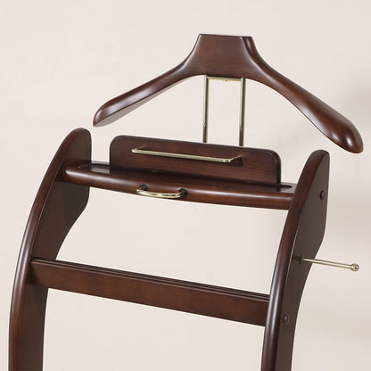 DE-LIANG Solid Wood Suit Valet Stand - Luxury Coat Hanger Rack with Brass Accents