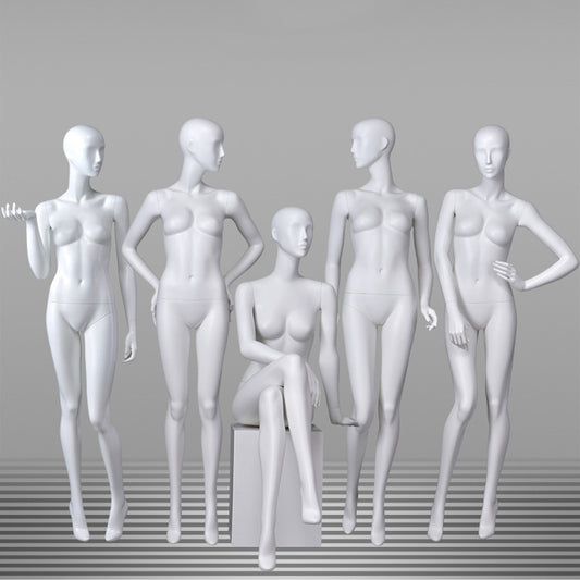 DE-LIANG Female Mannequin Full Body Display,Professional Dress Form for Clothing Store Window Display ,Matte White Finish Retail Mannequins