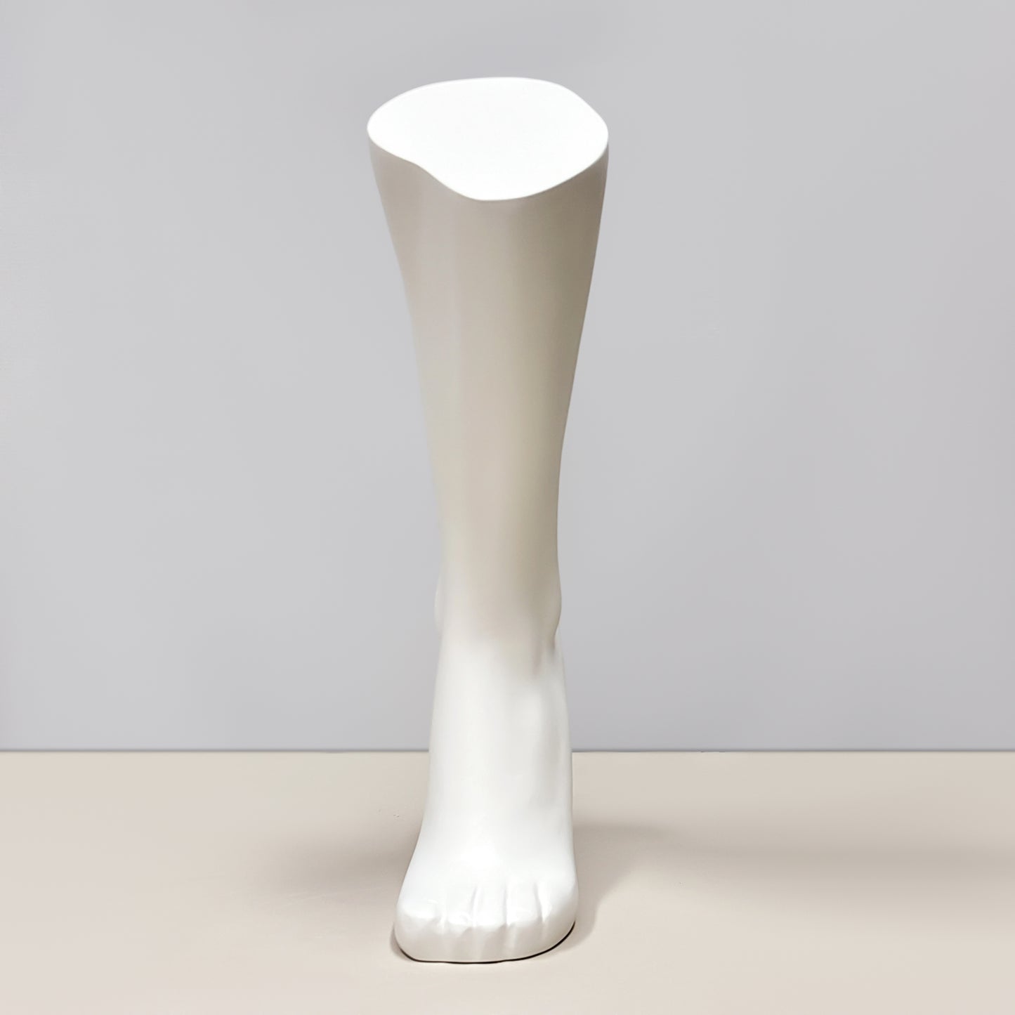 DE-LIANG Luxury Matte White Fiberglass Male Leg Mannequin & Foot Model Display Props for Ankle Brace