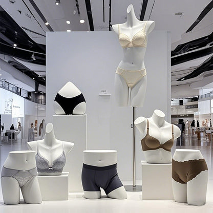 DE-LIANG White Female & Male Lingerie Display Form - Bust Torso Hip Mannequin Bra Panty Underwear Display Prop