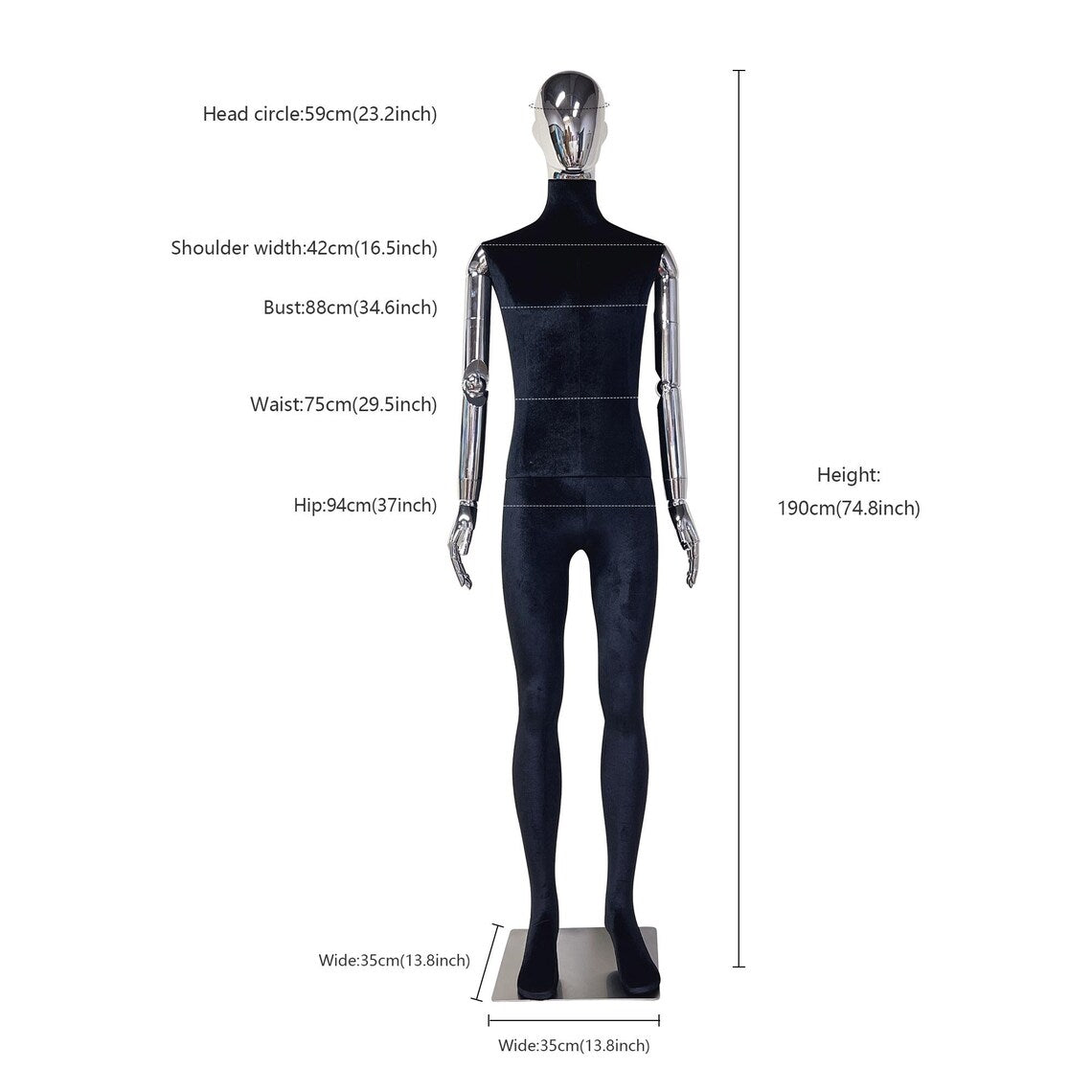 Black Velvet Male Full Body Mannequin
