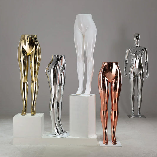 DE-LIANG Female Lower Body Mannequin Legs | Chrome Electroplated Pants Display Form