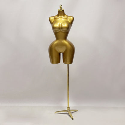 DE-LIANG Female Curvy Half Body Mannequin,Lagre Size Golden Women Dress form Torso With Big Hips and Slim waist,Brazilian Body Mannequin